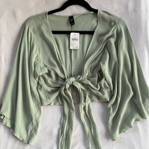 Windsor Sage Green Tie-Front Blouse